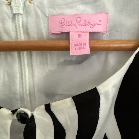 Lilly Pulitzer Forsythia Black & White Embellished Dress - Like New Size 10 - Picture 7 of 7